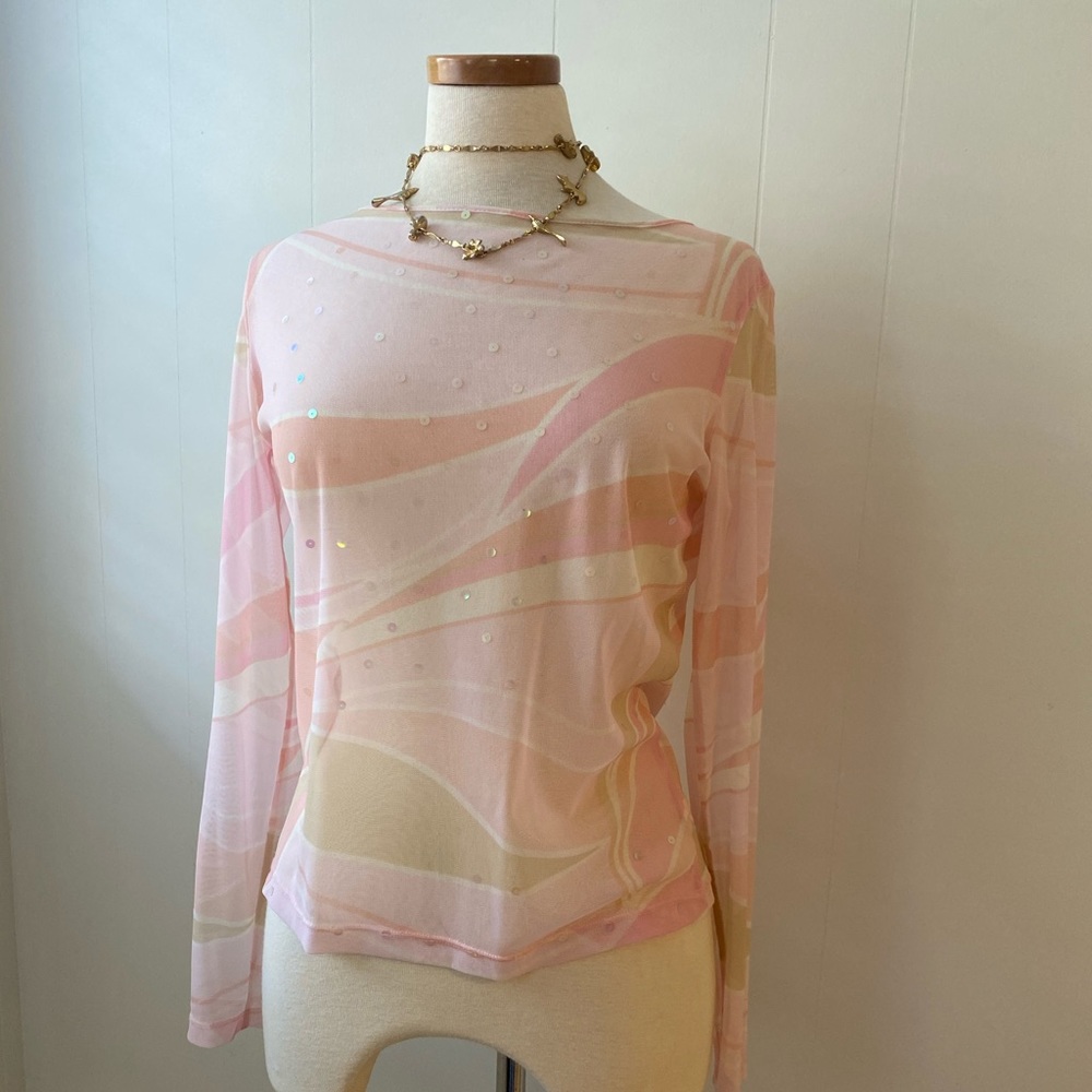 Long sleeve mesh top